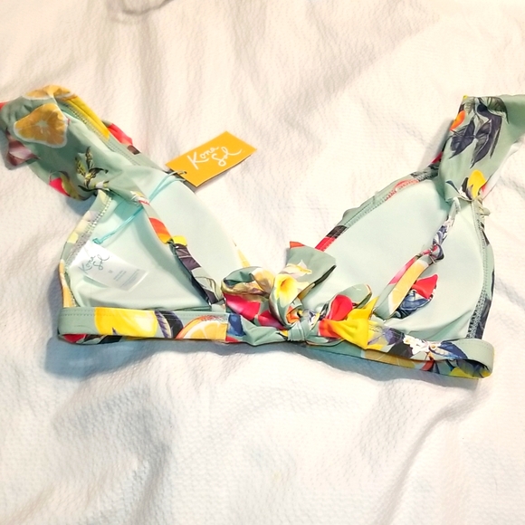 NWT RUFFLE STRAP ADJUSTABLE REMOVABLE PADS TIE BACK SWIMSUIT BRA TOP BIKINI SWIM - Picture 4 of 7